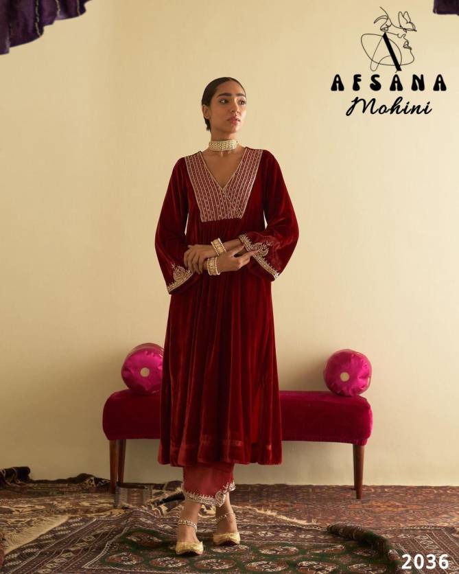 Mohini 2037 By Afsana Embroidery Velvet Readymade Suits Wholesale Price In Surat
